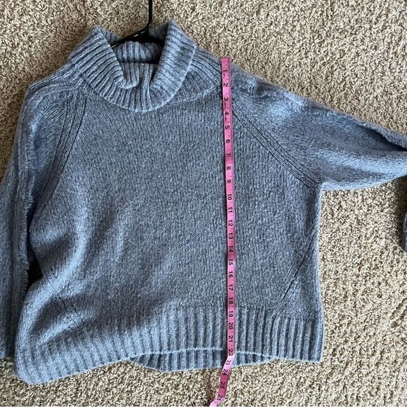 BROCHU WALKER Wool & Cashmere Odene Fringe Turtleneck in Oslo Blue Melange XS - Picture 10 of 10